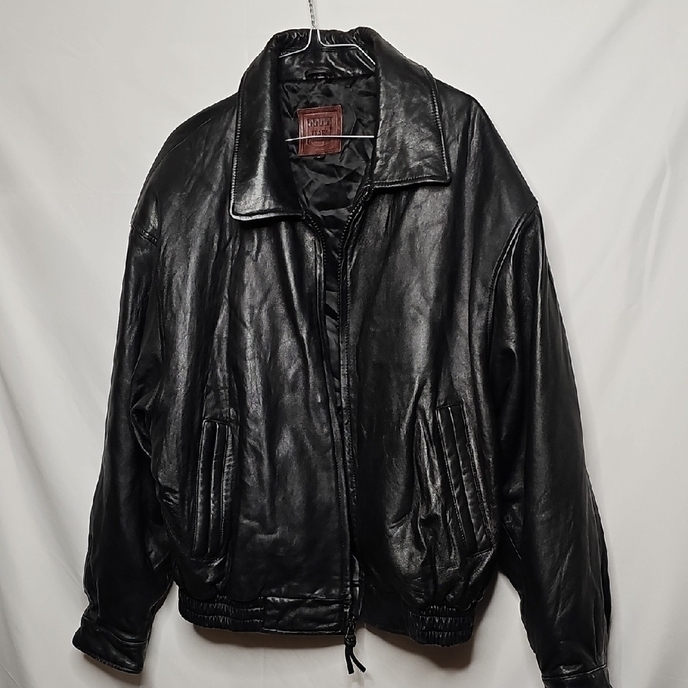 J. Park Collection Black Geniune 100% Blended Lamb Leather Zip Up Moto Jacket L
